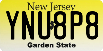 NJ license plate YNU8P8