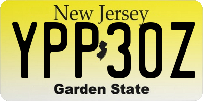 NJ license plate YPP30Z