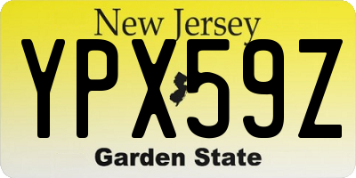 NJ license plate YPX59Z