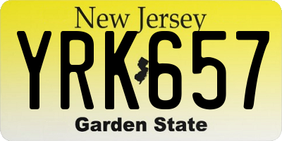 NJ license plate YRK657
