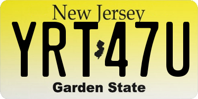 NJ license plate YRT47U