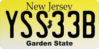 NJ license plate YSS33B