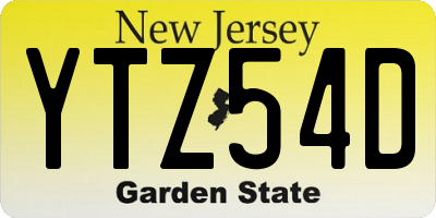 NJ license plate YTZ54D