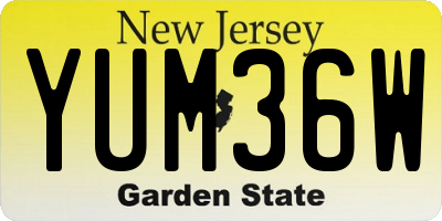 NJ license plate YUM36W