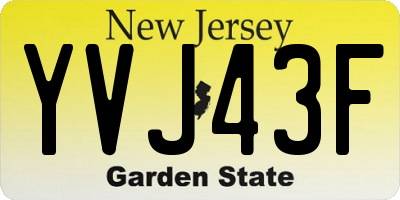 NJ license plate YVJ43F