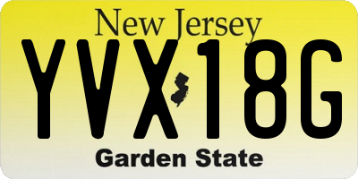 NJ license plate YVX18G