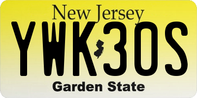 NJ license plate YWK30S