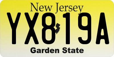 NJ license plate YX819A