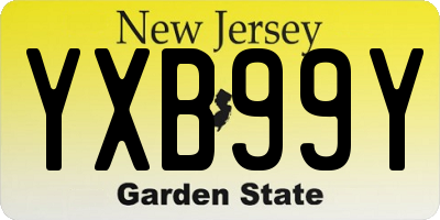 NJ license plate YXB99Y