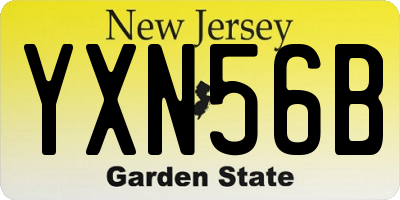 NJ license plate YXN56B