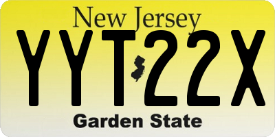 NJ license plate YYT22X