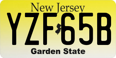 NJ license plate YZF65B