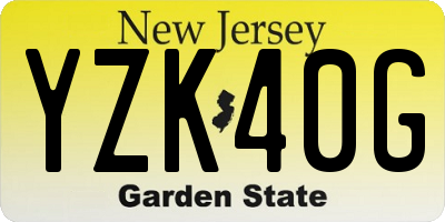 NJ license plate YZK40G