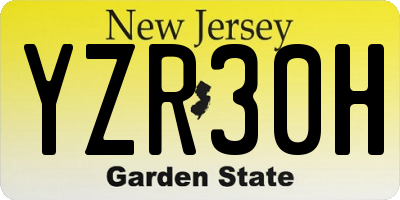 NJ license plate YZR30H