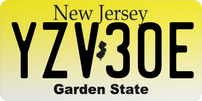 NJ license plate YZV30E