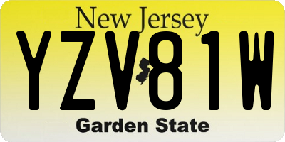 NJ license plate YZV81W