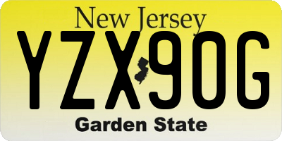 NJ license plate YZX90G