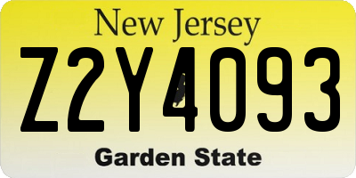 NJ license plate Z2Y4093