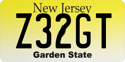 NJ license plate Z32GT