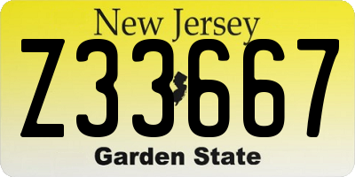 NJ license plate Z33667