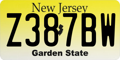 NJ license plate Z387BW