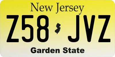 NJ license plate Z58JVZ