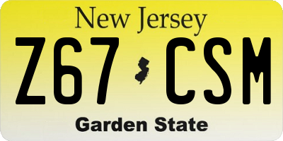 NJ license plate Z67CSM