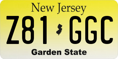 NJ license plate Z81GGC