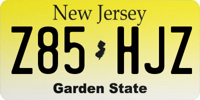 NJ license plate Z85HJZ