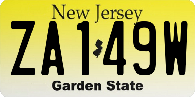 NJ license plate ZA149W