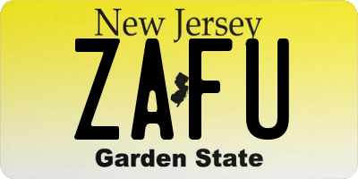 NJ license plate ZAFU