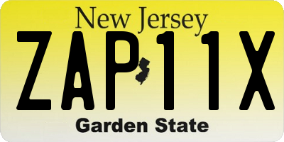 NJ license plate ZAP11X