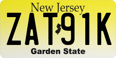 NJ license plate ZAT91K