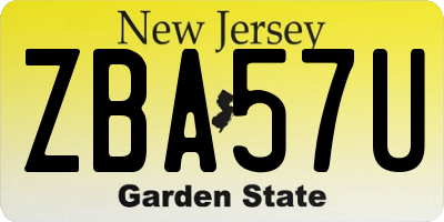 NJ license plate ZBA57U