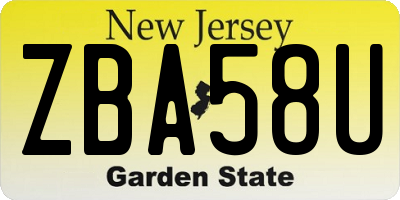 NJ license plate ZBA58U