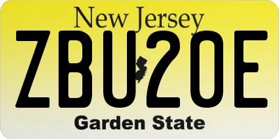 NJ license plate ZBU20E