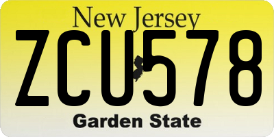 NJ license plate ZCU578