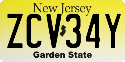 NJ license plate ZCV34Y