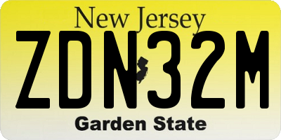 NJ license plate ZDN32M