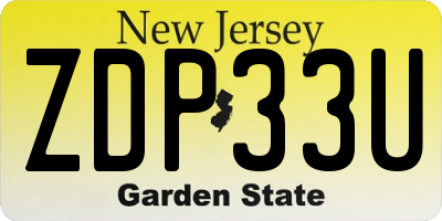 NJ license plate ZDP33U