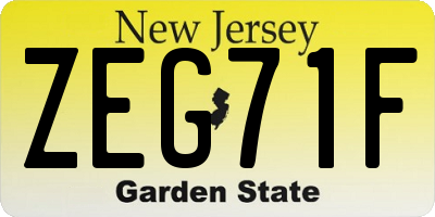 NJ license plate ZEG71F