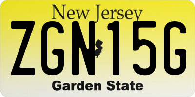 NJ license plate ZGN15G