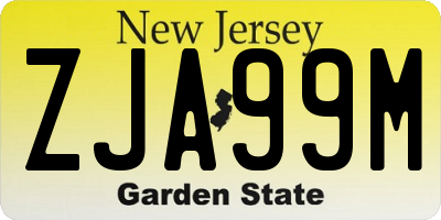 NJ license plate ZJA99M