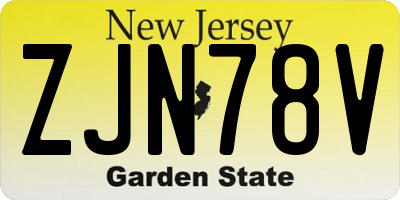 NJ license plate ZJN78V