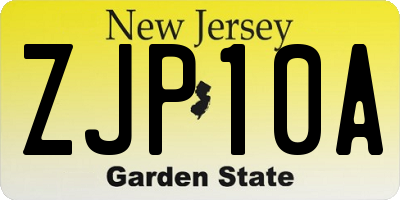 NJ license plate ZJP10A