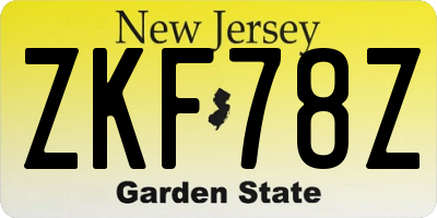 NJ license plate ZKF78Z