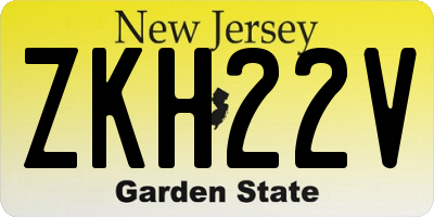 NJ license plate ZKH22V