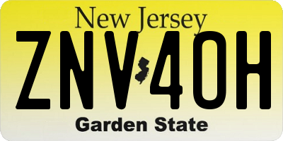 NJ license plate ZNV4OH