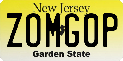 NJ license plate ZOMG0P