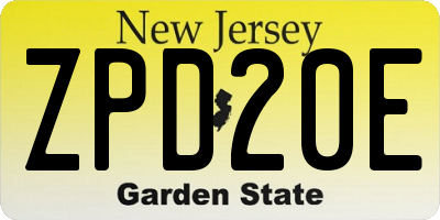 NJ license plate ZPD20E